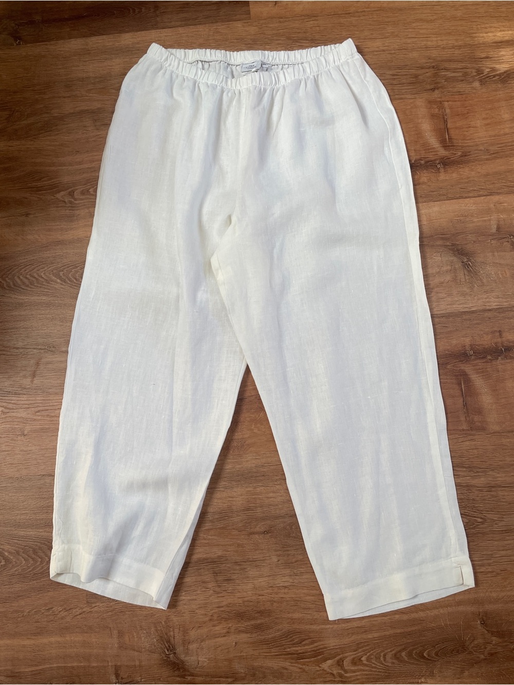 Hot Cotton Womens 100% Linen Pull On Casual Pants Size 1X White Coastal Beachy